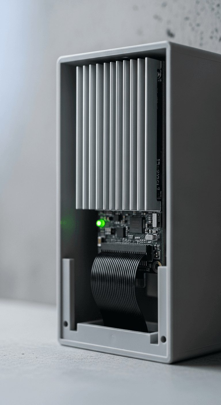 Jetson Orin Nano Dev Kit mit Heatsink in DIN-Schienen-Gehäuse